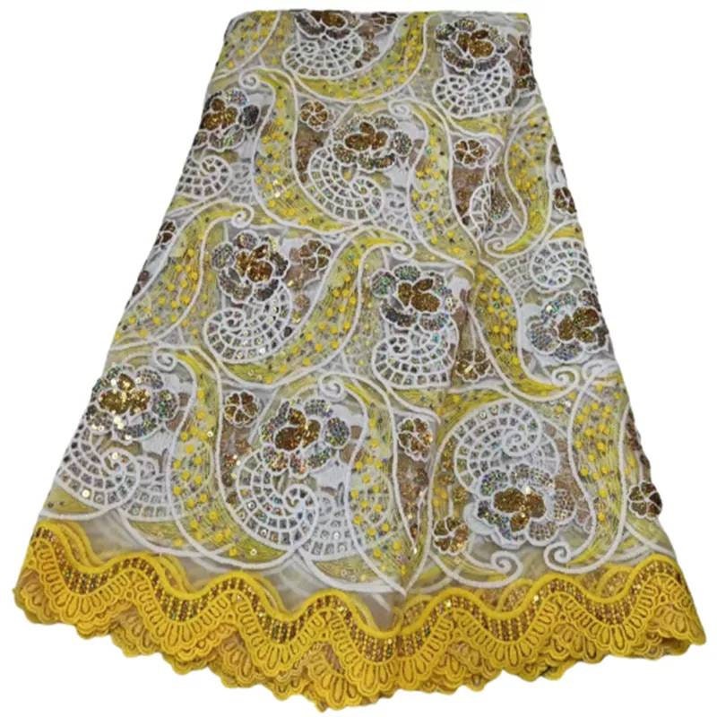 African lace fabric 2023 latest yellow Indian sari fabric high