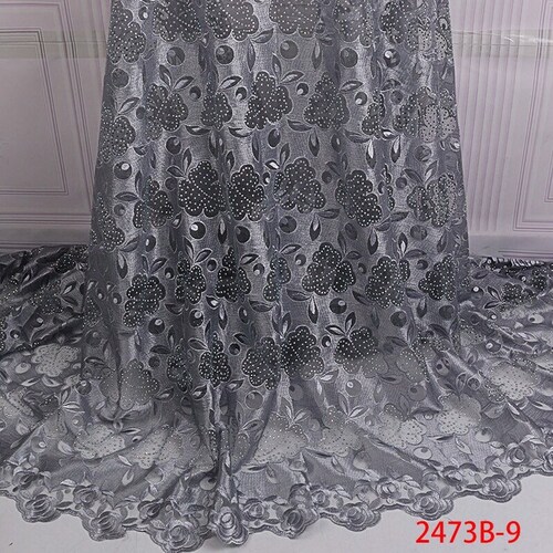 High Quality African French Net Lace Fabric wit Stones| French Tulle Lace|Embroidery Lace shops Material for Women Dress| Nigerian Rhinestone Lace