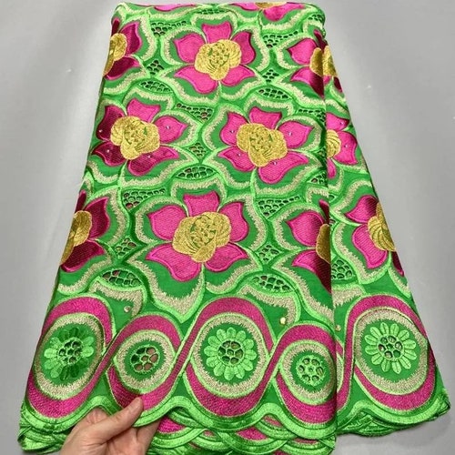 5 yard Swiss lace fabric latest heavy beaded embroidery African cotton fabrics Swiss voile lace popular shops Dubai style.