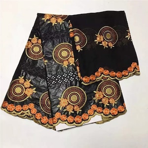 High End Getzner Textile Austria Guinea Brocade Fabric 7Yards African Bazin Riche Materials Mesh Tulle Lace Nigerian Gele Headtie 5+2 yards