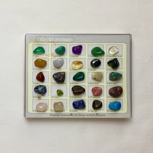 Gemstone Educational Specimen Box of tumbled stones, 5L x 4W x 1D