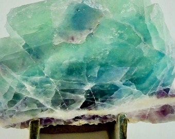 Rainbow Fluorite Specimen with custom Ceramic stand, 5"H x 4 3/4"W x 2 1/2"D