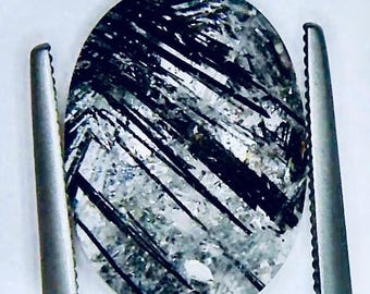 Tourmalinated Crystal Quartz, 18 x 13mm Oval loose gemstones available, 11 ct minimum per stone, Only 3 of these