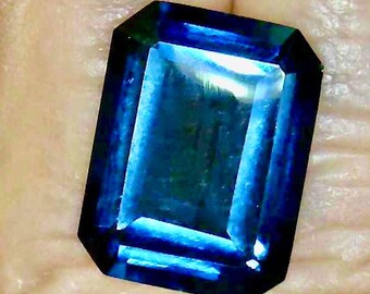 London Blue Topaz, Emerald Shape, 20 x 15mm, 21 ct, or 16 x 12mm, 10.5 ct, Deep Water luscious Blue