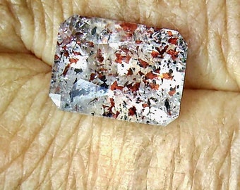 NEW YEARS SALE: Lepidocrosite, Confetti Quartz, loose stones, 10.48 ct avg, 16 x 12 mm Emerald shape, scissor cut, handsome as cuff links