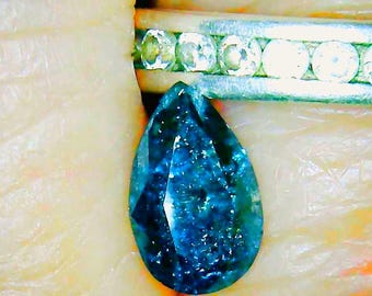 Blue Green Natural Diamond, mined from the Earth, naturally included, Pear Shaped, 1.34ct, 9.08 x 5.5mm,naturally one of a kind, for ring...