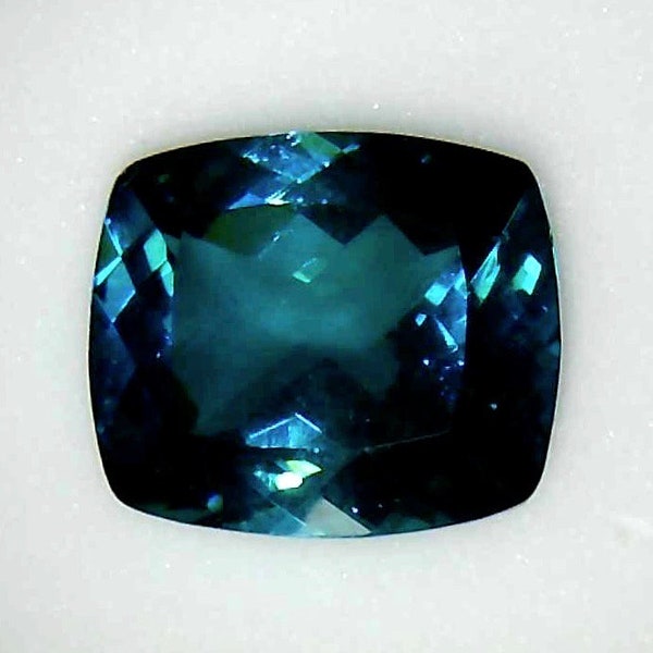 Apatite, Deep Neon Blue, Loose Gemstones, Rec. Cushion cut, flashes Caribbean Blue and deep green, for ring or pendant setting