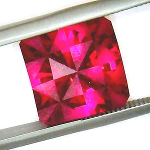 Unique Sapphire or Ruby Loose gemstones, geometric etched domed tops, 12mm, 9 to 11 carats, hydrothermal Lab created stones.