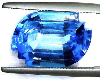 Swiss Blue Topaz, Step Cut, 17x12mm,  specialty cut, Caribbean Blue, windex blue, ring, pendant, cuff bracelet Vintage stone