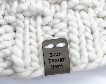 Custom Faux Leather Sew-On Personalized Tags  3&quot;x 0.85&quot; // Standard size// Business Labels for Hats // Crochet Tag // Knits