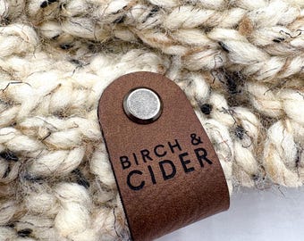 Rounded Standard Custom No Sew Personalized Faux Leather Tags  3"x 0.85" // Chicago Screw Rivet Knit Tags // Crochet // Knits