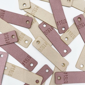 MAX ULTRASUEDE Sew-On Skinny Tags// 0.5 x 4 // Sewn Hat Tag // Business Labels for Hats // Crochet Tag // Knits image 7