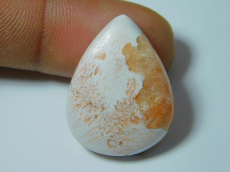 Scolecite Cabochon Semi Precious Handcraft Scolecite Loose Stone For Jewelry 23 Ct 28X22 mm #6512 Fabulous Natural Scolecite Gemstone AA+