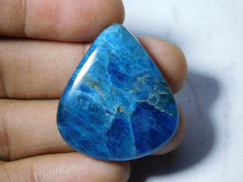 100 /% Natural Apatite Cabochon Semi Precious Handmade Polished Stone For Jewelry 63 Ct #8703 Very Beautiful Blue Apatite Loose Gemstone