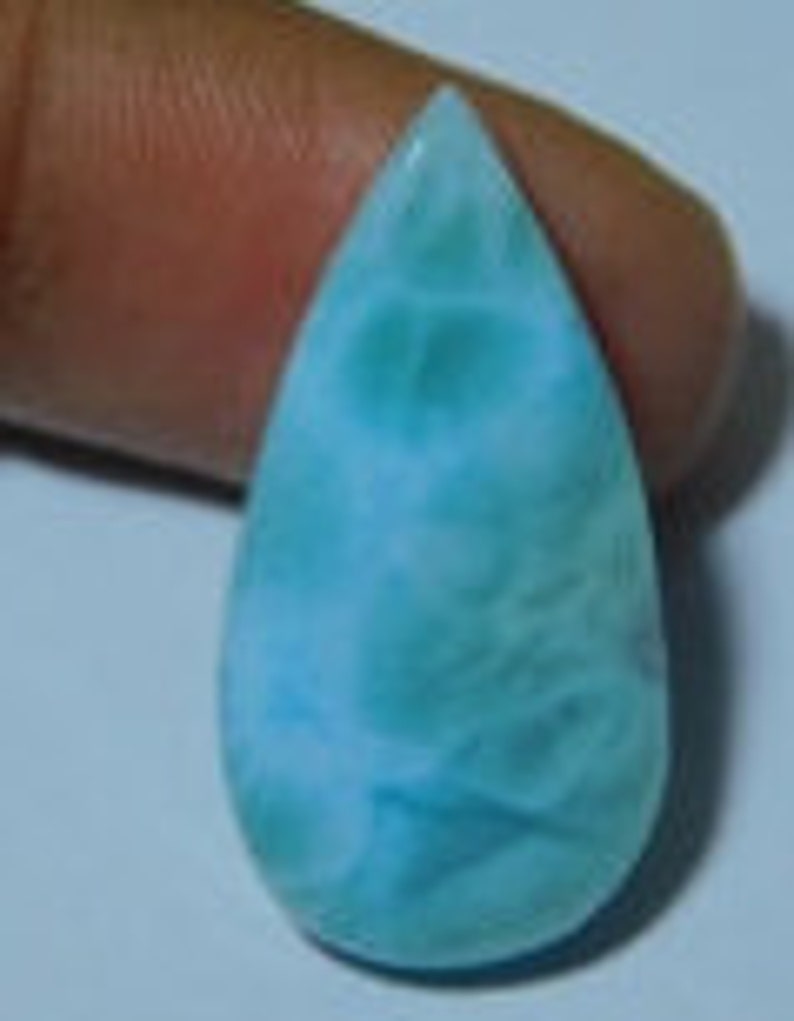 Natural Sky Blue Larimar Cabochon Top Quality Loose Stone Semi Precious Jewellery making Larimar Gemstone Pear 19 Ct 30 X 16 mm # 2881