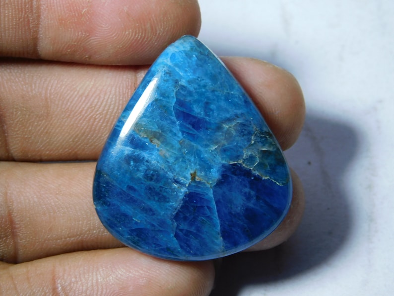 100 /% Natural Apatite Cabochon Semi Precious Handmade Polished Stone For Jewelry 63 Ct #8703 Very Beautiful Blue Apatite Loose Gemstone