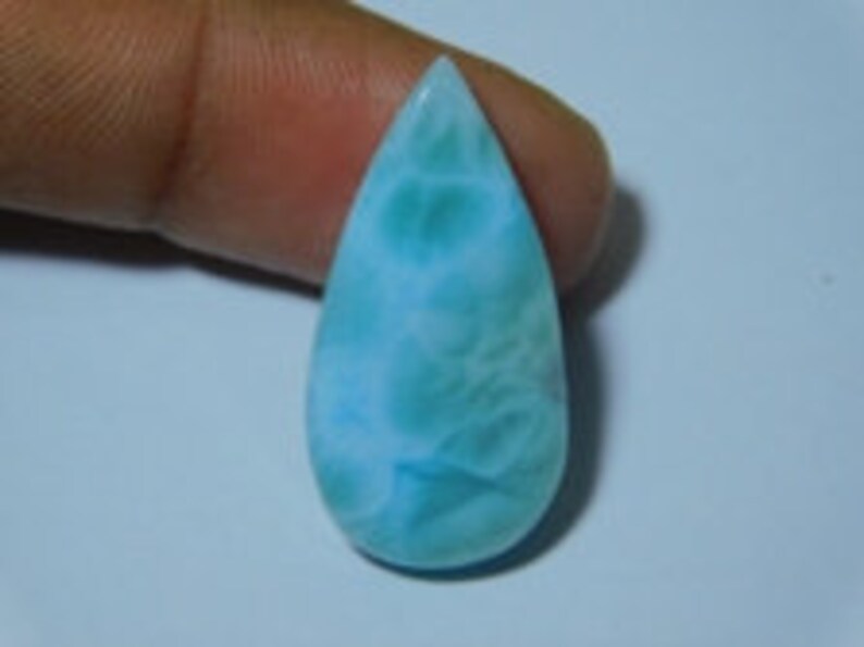 Natural Sky Blue Larimar Cabochon Top Quality Loose Stone Semi Precious Jewellery making Larimar Gemstone Pear 19 Ct 30 X 16 mm # 2881