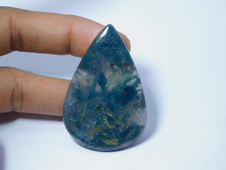 82 Ct #9092 Top Quality Green Moos Agate Gemstone Hand Polish Loose Stone Semi Precious Jewelry Making Moss Agate Cabochon For Jewelry