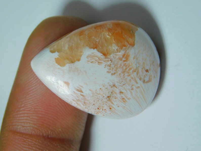 Scolecite Cabochon Semi Precious Handcraft Scolecite Loose Stone For Jewelry 23 Ct 28X22 mm #6512 Fabulous Natural Scolecite Gemstone AA+