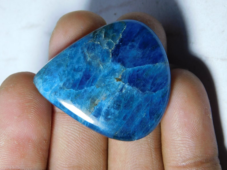 100 /% Natural Apatite Cabochon Semi Precious Handmade Polished Stone For Jewelry 63 Ct #8703 Very Beautiful Blue Apatite Loose Gemstone