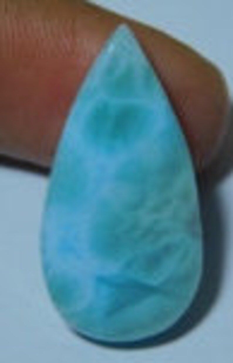 Natural Sky Blue Larimar Cabochon Top Quality Loose Stone Semi Precious Jewellery making Larimar Gemstone Pear 19 Ct 30 X 16 mm # 2881
