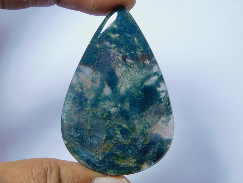 82 Ct #9092 Top Quality Green Moos Agate Gemstone Hand Polish Loose Stone Semi Precious Jewelry Making Moss Agate Cabochon For Jewelry