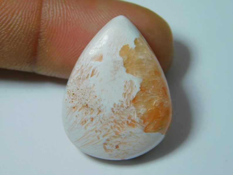 Scolecite Cabochon Semi Precious Handcraft Scolecite Loose Stone For Jewelry 23 Ct 28X22 mm #6512 Fabulous Natural Scolecite Gemstone AA+