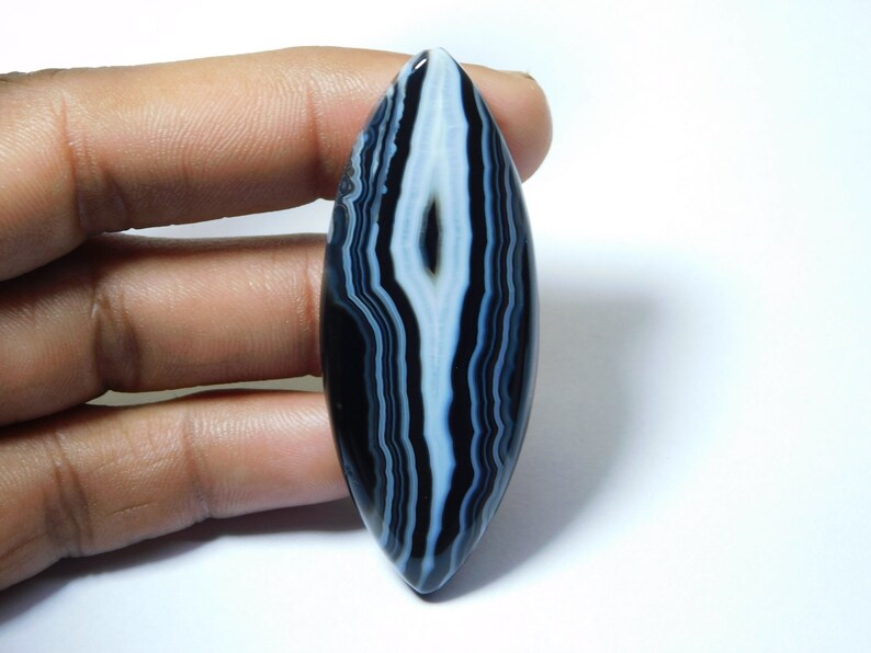 Top Grade 83 Ct 64X25 mm #6336 Natural Black Banded Agate Cabochon Black Banded Agate Gemstone Black Banded Agate Loose Stone For Jewelry