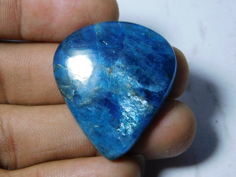 100 /% Natural Apatite Cabochon Semi Precious Handmade Polished Stone For Jewelry 63 Ct #8703 Very Beautiful Blue Apatite Loose Gemstone
