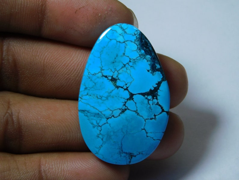 57 Ct 40X26 mm #6502 Amazing Blue Turquoise Cabochon Top Quality Hand Polish Loose Stone Jewellery Making Blue Turquoise Gemstone Stone