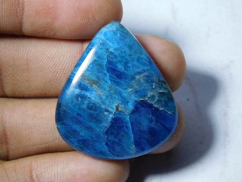 100 /% Natural Apatite Cabochon Semi Precious Handmade Polished Stone For Jewelry 63 Ct #8703 Very Beautiful Blue Apatite Loose Gemstone