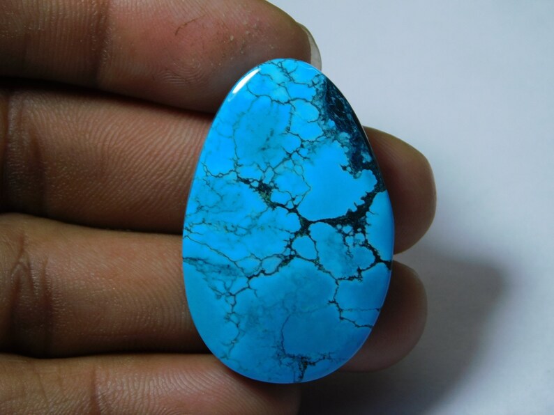 57 Ct 40X26 mm #6502 Amazing Blue Turquoise Cabochon Top Quality Hand Polish Loose Stone Jewellery Making Blue Turquoise Gemstone Stone