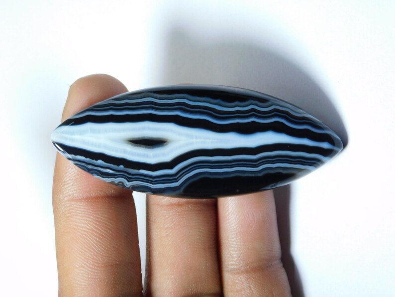 Top Grade 83 Ct 64X25 mm #6336 Natural Black Banded Agate Cabochon Black Banded Agate Gemstone Black Banded Agate Loose Stone For Jewelry