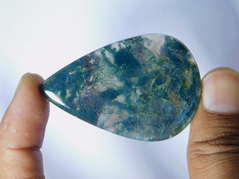 82 Ct #9092 Top Quality Green Moos Agate Gemstone Hand Polish Loose Stone Semi Precious Jewelry Making Moss Agate Cabochon For Jewelry