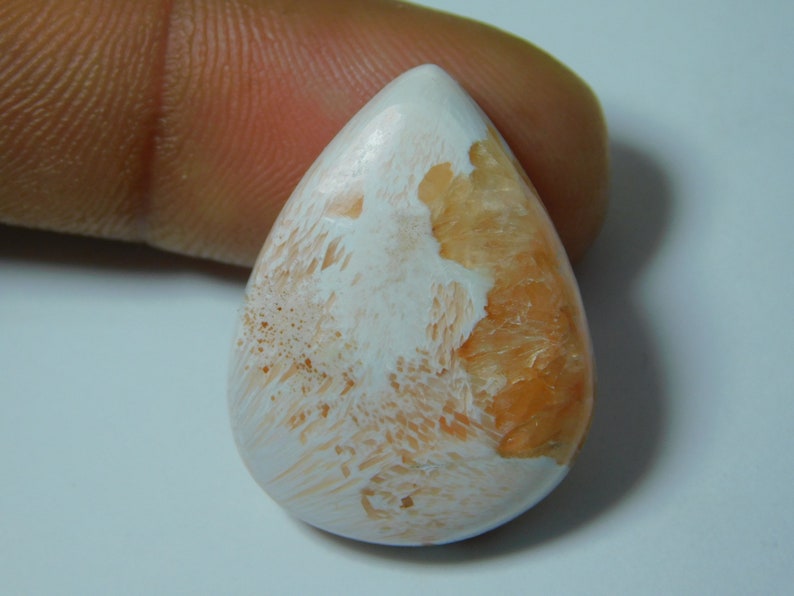 Scolecite Cabochon Semi Precious Handcraft Scolecite Loose Stone For Jewelry 23 Ct 28X22 mm #6512 Fabulous Natural Scolecite Gemstone AA+