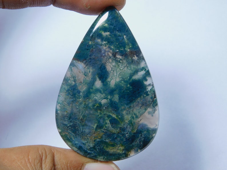 82 Ct #9092 Top Quality Green Moos Agate Gemstone Hand Polish Loose Stone Semi Precious Jewelry Making Moss Agate Cabochon For Jewelry