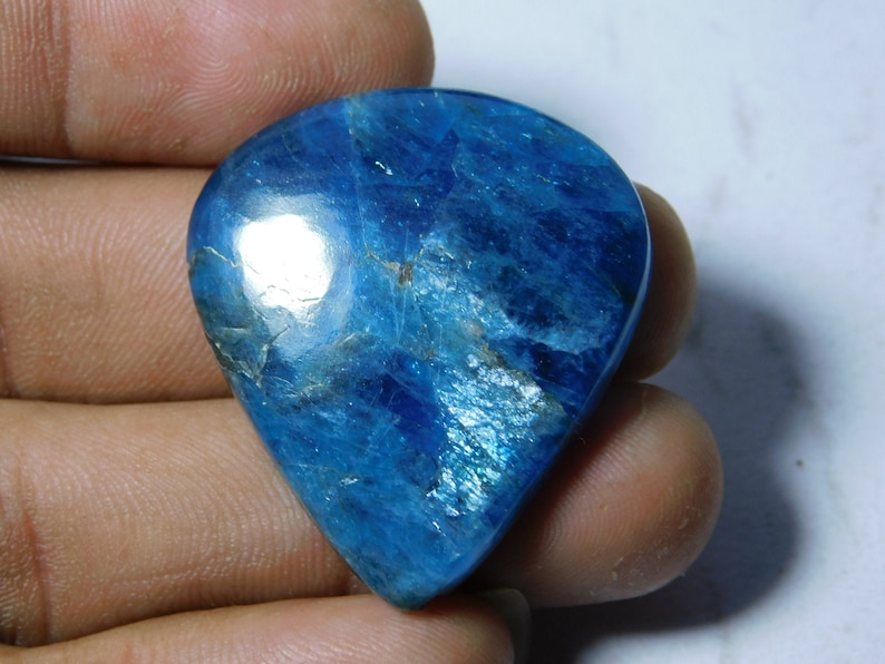 100 /% Natural Apatite Cabochon Semi Precious Handmade Polished Stone For Jewelry 63 Ct #8703 Very Beautiful Blue Apatite Loose Gemstone