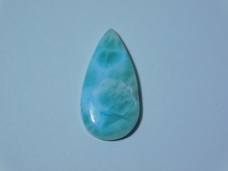 Natural Sky Blue Larimar Cabochon Top Quality Loose Stone Semi Precious Jewellery making Larimar Gemstone Pear 19 Ct 30 X 16 mm # 2881