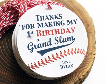 Baseball Party Tags, Baseball Birthday Party Favor Gift Tag, Baseball Thank You Tags, Personalized Gift Tags, Rookie, 1st Birthday, any age