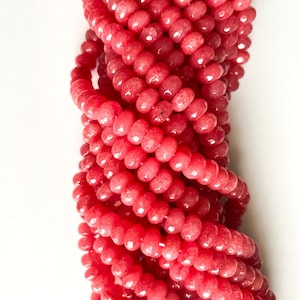 US SELLER~ Watermelon  Pink Faceted Rondelle 8x5mm Colored Jade Full Strand Jade Bead, Dyed Jade Beads,Gemstone Beads for Necklace,Bracelets