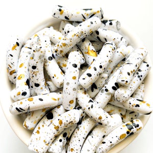 Holiday Splatter Acrylic Tube Beads, Graffiti Paint Tube Beads, Gold,Silver,Grey,Black Acrylic Tube,Acrylic,Bamboo Beads Bracelet,Resin tube