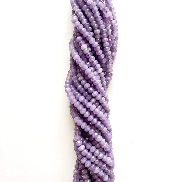 US SELLER~Lavender Purple Faceted Jade Rondelle 4x2mm Colored Jade Full Strand Jade bead Dyed Jade Beads,Stone Bead Necklace,Trendy Jewelry