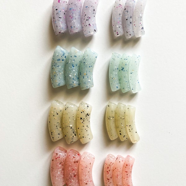 NEW Speckled Rainbow Pastel Tube Beads,Small Big Resin Tube Beads,Glitter Acrylic Tube Beads,Acrylic 8mm x 35mm,Bamboo Beads 12mm x 35mm