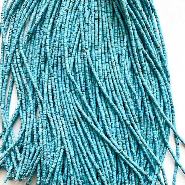 Turquoise Heishi, 2x4mm x 3x6mm Beads, Heishi Beads, Turquoise Heishi, Gemstone Beads, Turquoise Stone, Rondelle Turquoise, Strand 15 inches