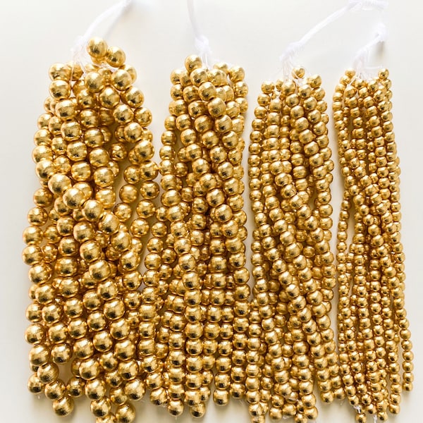 18k Gold Brushed Round Beads 6mm, 8mm, 10mm, 12mm High Quality Gold plating,Coating,Gold Ball Spacer Beads, round Accent beads