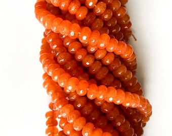US SELLER~ Orange Faceted Jade Rondelle 8x5mm Colored Jade Full Strand Jade bead,Dyed Jade Beads,Gemstone Beads for Necklace,Bracelets,Trend