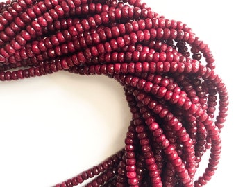 US SELLER~ Ruby Red Faceted Jade Rondelle 8x5mm Colored Jade Full Strand Jade bead,Dyed Jade Beads,Gemstone Beads for Necklace,Bracelet