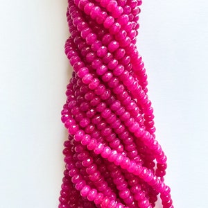 US SELLER~ Hot Pink Faceted Jade Rondelle 8x5mm Colored, Jade Full Strand Jade bead, Dyed Jade Beads, Gemstone Beads for Necklace, Bracelets