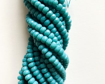 US SELLER~ Turquoise Faceted Jade Rondelle 8x5mm Colored,Jade Full Strand Jade bead, Dyed Jade Beads,Gemstone Beads for Necklace, Bracelets