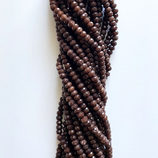 US SELLER~ Dark Brown Faceted Jade Rondelle 8x5mm Colored Jade Full Strand Jade bead,Dyed Jade Beads, Gemstone Beads for Necklace, Bracelets